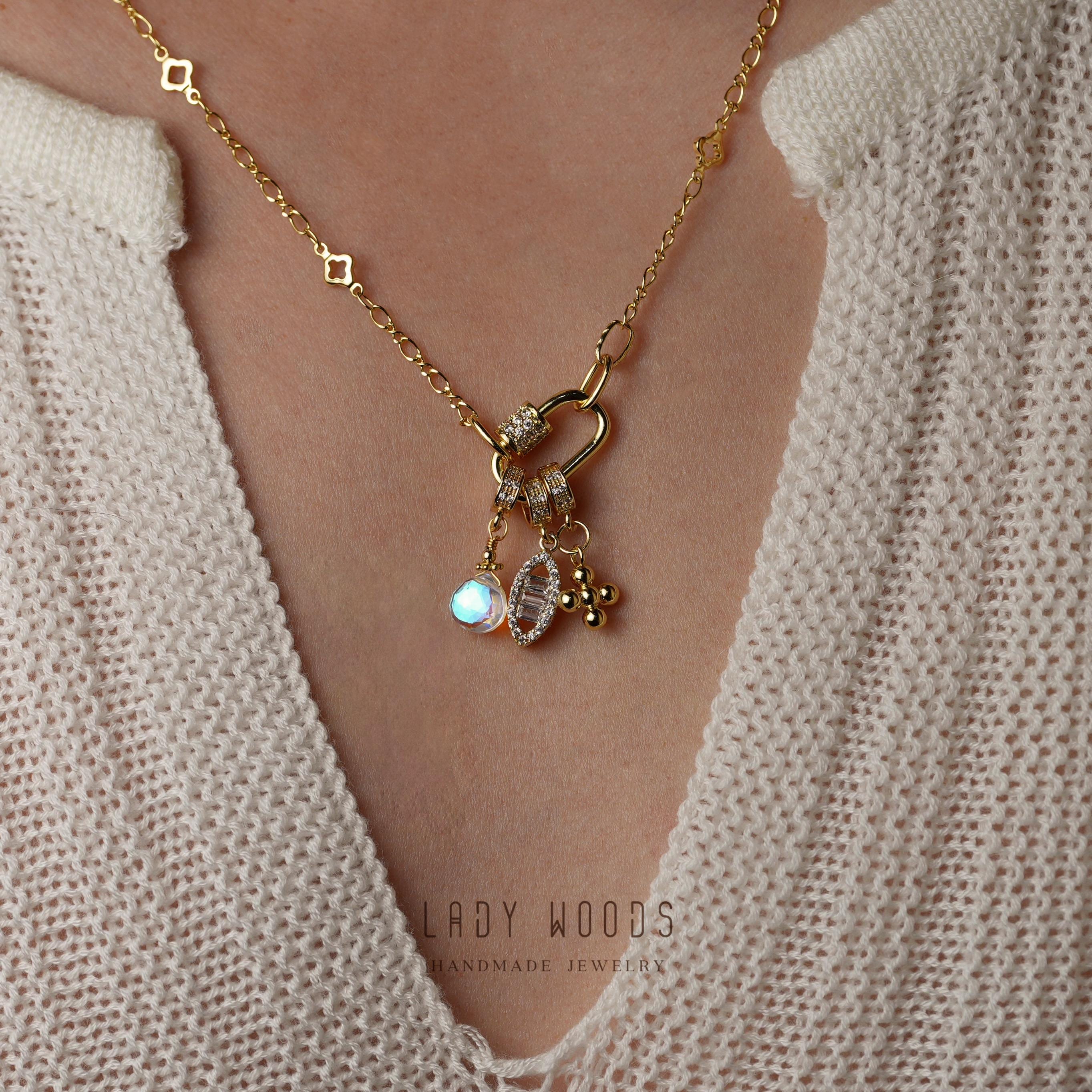 Build your own Custom charm necklace-Bulid your own charm-Gold charm necklace-Crystal charm jewelry-Personalized necklace-Birthday gift