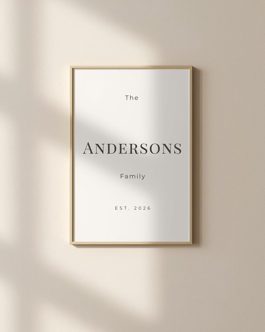 Personalized Family Name Print, Custom Last Name Poster, Minimal Serif ...