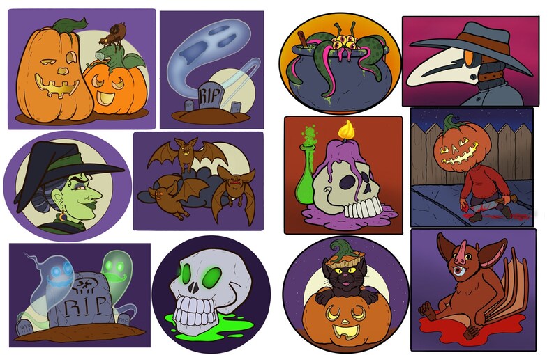 Halloween Sticker Pack Bundle - Etsy