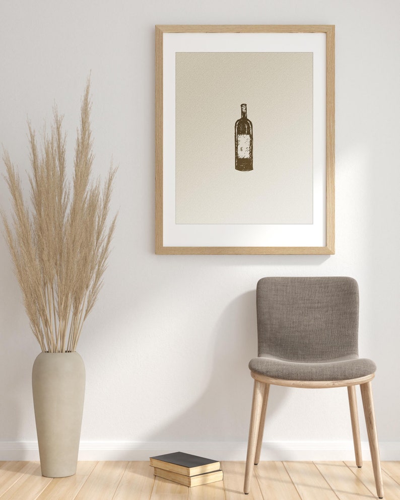CUSTOMIZABLE COLORS Wine Bottle, Alcohol Inspired Minimalist Room Decor