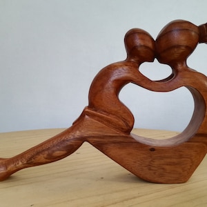 Handcrafted Mother and Child Wood Sculpture