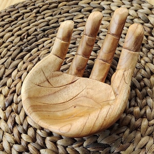 Signed Handcarved Wood Hand Sculpture From Suar Wood