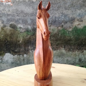 Wooden Horse Head Sculpture Statuette Home Decor Gift for him image 4
