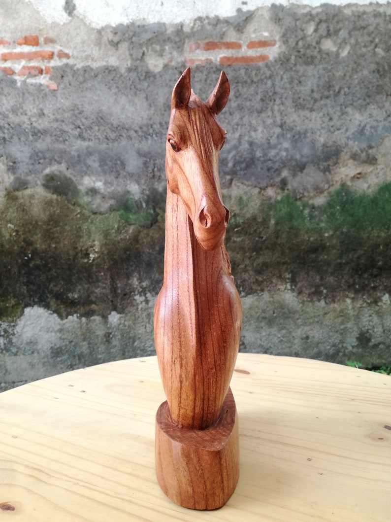 Wooden Horse Head Sculpture Statuette Home Decor Gift for him image 4