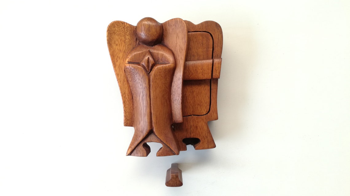 Wooden Magic Jewelry Box Puzzle Box Angel Etsy