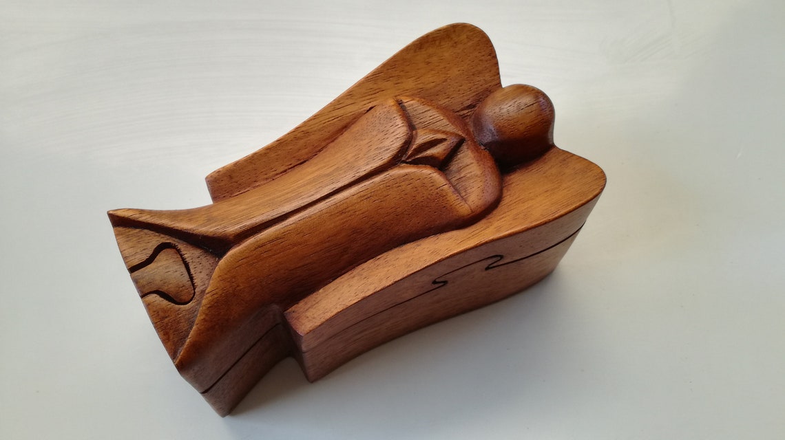 Wooden Magic Jewelry Box Puzzle Box Angel Etsy