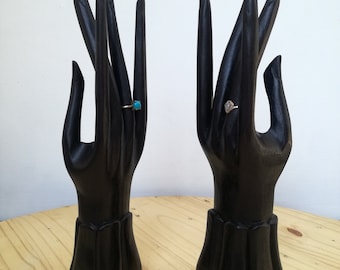 Black Jempinis Wood Hand Ring Display: Jewelry Holder, Set of 2