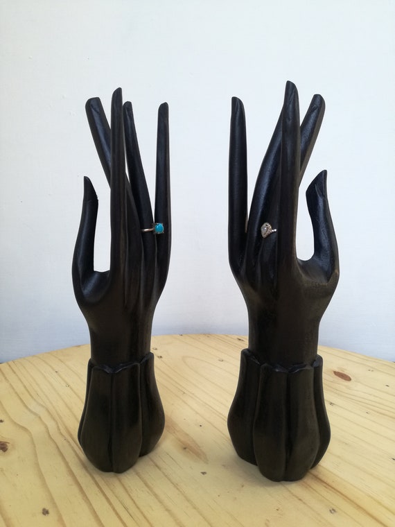 Wooden Hand Display With Black Polish, Manequinne Hands Vintage Hand  Jewelry Hand Holder 