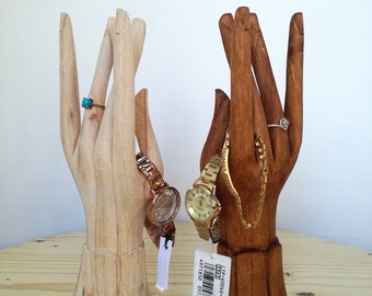 2er Set Hand Schmuck Display, Holz Display, Ring Ständer Halter, Vintage Hand, Ring Display