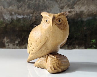 Hand-Carved beautiful Wooden Owl Sculpture