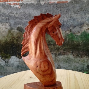 Wooden Horse Head Sculpture Statuette Home Decor Gift for him image 8