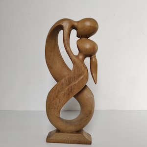 Love Statue Hug Embrace Modern Art Abstract- Wooden Statue Gift Home Decor
