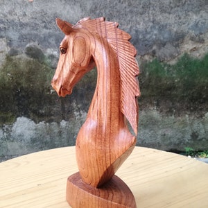 Wooden Horse Head Sculpture Statuette Home Decor Gift for him image 9