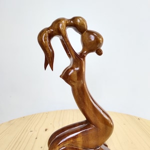 12&quot;Wooden Abstract Sculpture Mother Child