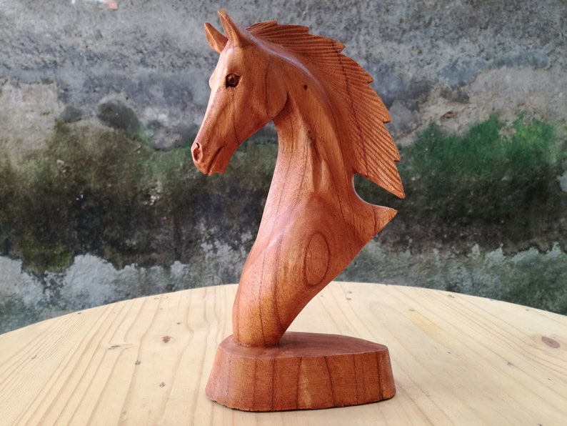Wooden Horse Head Sculpture Statuette Home Decor Gift for him image 1