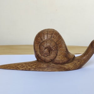 Hand Carved Coconut Wood Snail: Animal Lover Gift