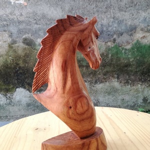 Wooden Horse Head Sculpture Statuette Home Decor Gift for him image 7