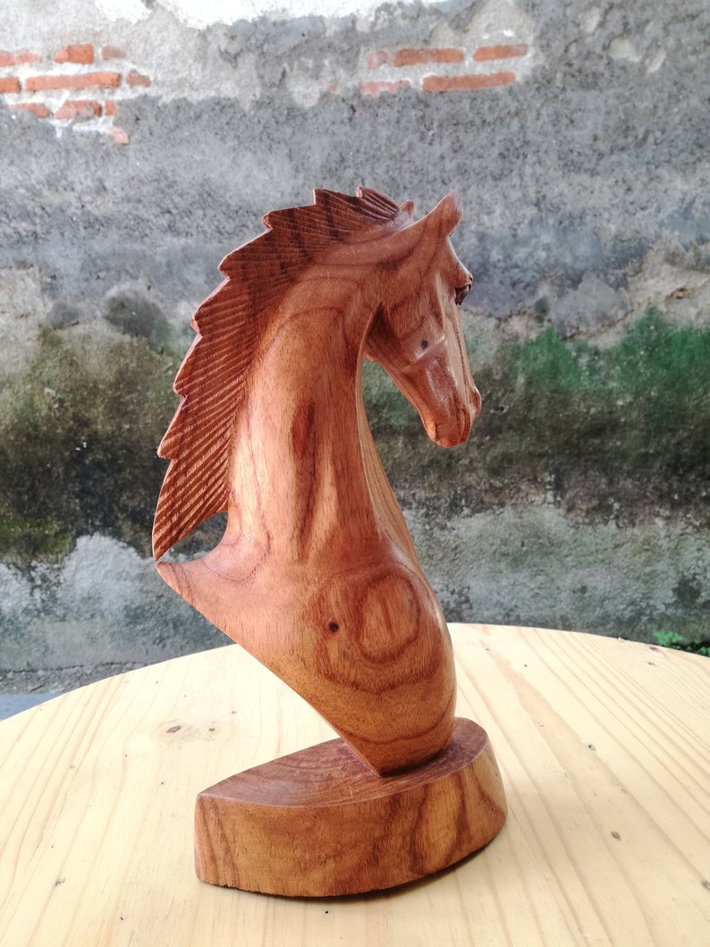 Wooden Horse Head Sculpture Statuette Home Decor Gift for him image 7