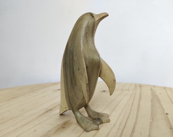 Wooden Hand Carved Penguin -  birthday gift