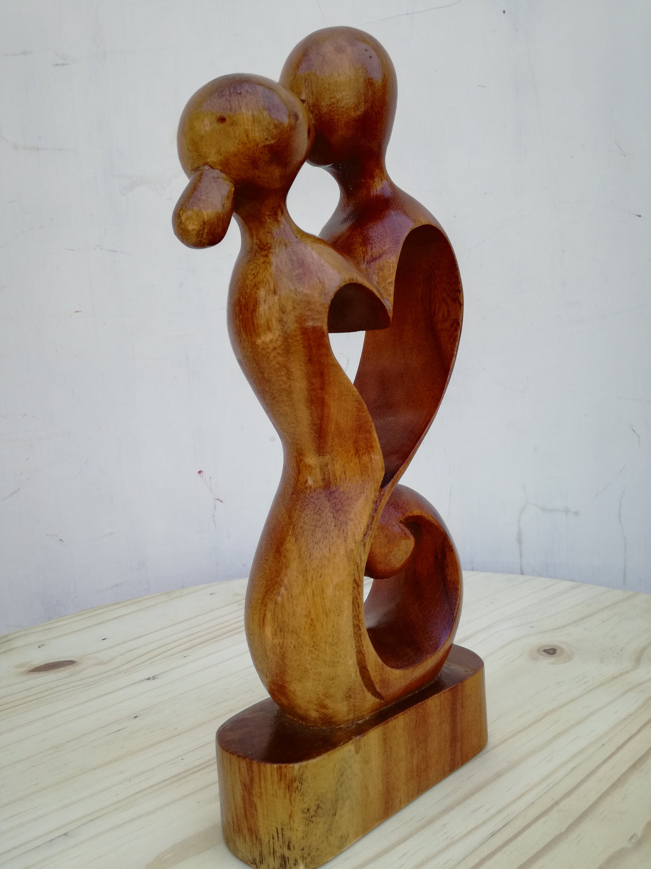 Couple Man and Woman Stand Wood Sculpture, Couple Wooden Carving Gifts Home  Decor GPL00067