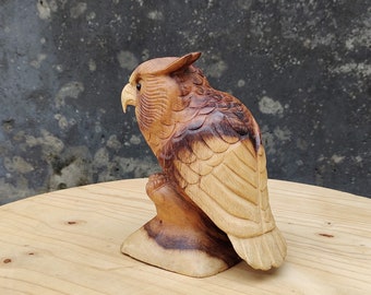 "Handgeschnitzte Holz-Skulptur Eule ""Raubvogel"""