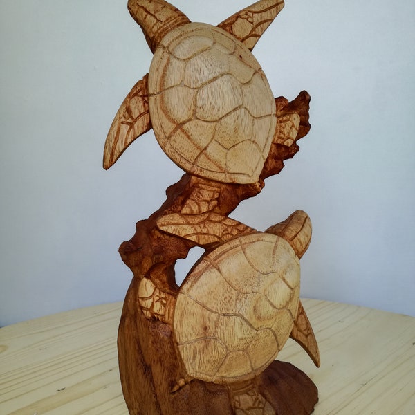 12 « Tortues sculptées à la main en bois dur exotique