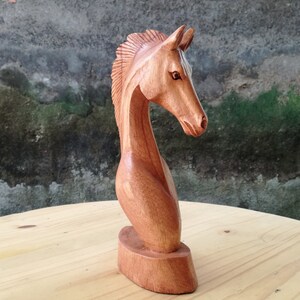 Wooden Horse Head Sculpture Statuette Home Decor Gift for him image 2