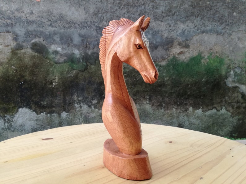 Wooden Horse Head Sculpture Statuette Home Decor Gift for him image 2