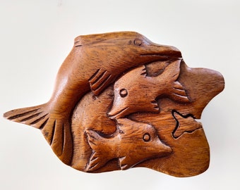 Wooden Magic Jewelry Box – Puzzle Box 3 Fish