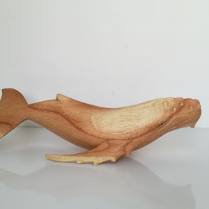 Beautiful Carved Wooden Humpback Whale Statue, a gift for marine animal lovers. home and office decoration
