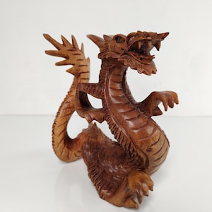 Hand Carved Wooden Dragon Sculpture