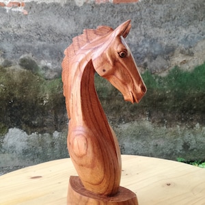 Wooden Horse Head Sculpture Statuette Home Decor Gift for him image 6
