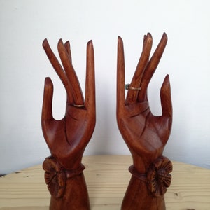 Floral Hand Carved Wood Jewelry Display: Ring Holder
