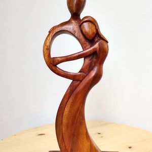 Wooden abstract Sculpture, the romantic &quot;Hug Me&quot; Handmade dancing statue, hugging