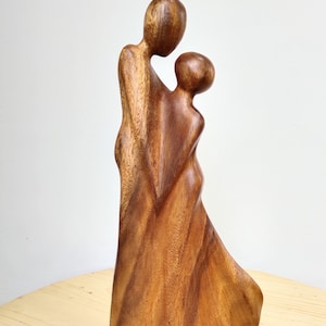 12&quot; Wooden Abstract sculpture couple Dancing Romantic Embrace