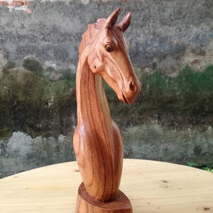 Wooden Horse Head Sculpture Statuette Home Decor Gift for him image 5
