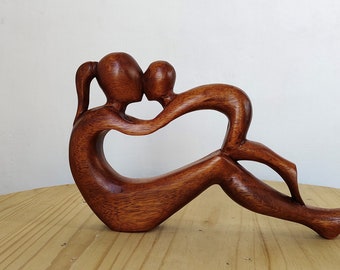 Suar wood Mother and child Sculpture
