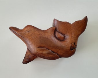 Wooden Magic Jewelry Box – Puzzle box dolphin -Dolphin Carved - Dolphin Fish