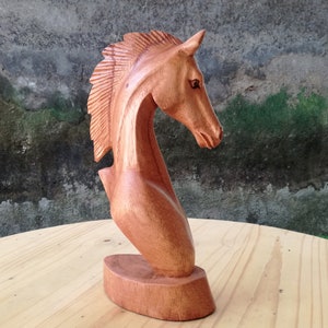 Wooden Horse Head Sculpture Statuette Home Decor Gift for him image 3