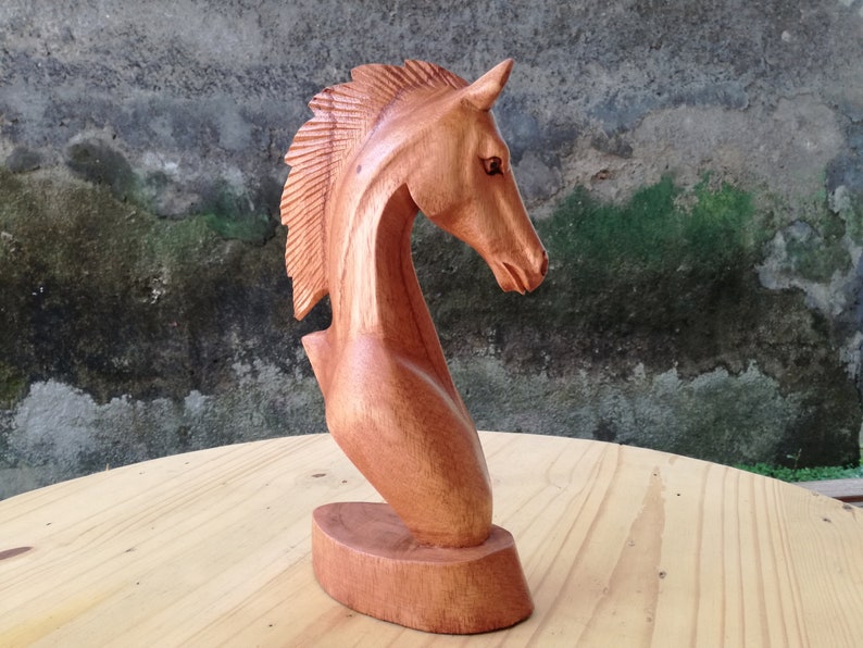 Wooden Horse Head Sculpture Statuette Home Decor Gift for him image 3