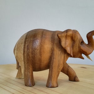Hand Carved Suar Wood Elephant Sculpture: Rustic Home Decor, 6&quot;