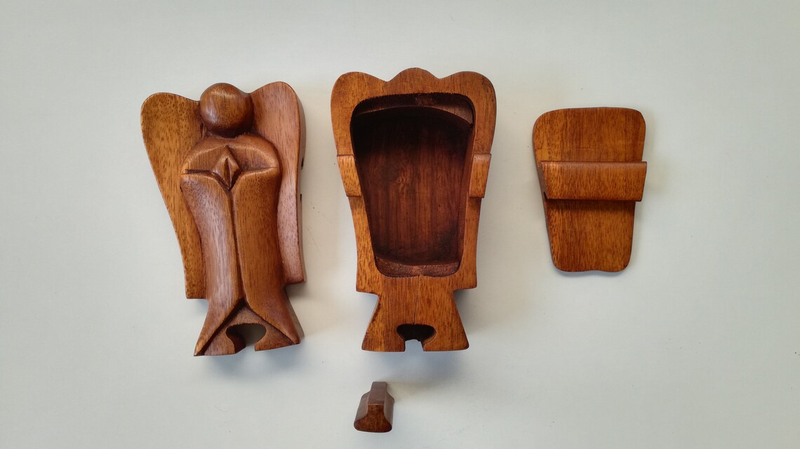 Wooden Magic Jewelry Box Puzzle Box Angel Etsy