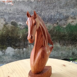 Wooden Horse Head Sculpture Statuette Home Decor Gift for him image 10