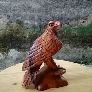Large Wooden Eagle Sculpture - Home Decor