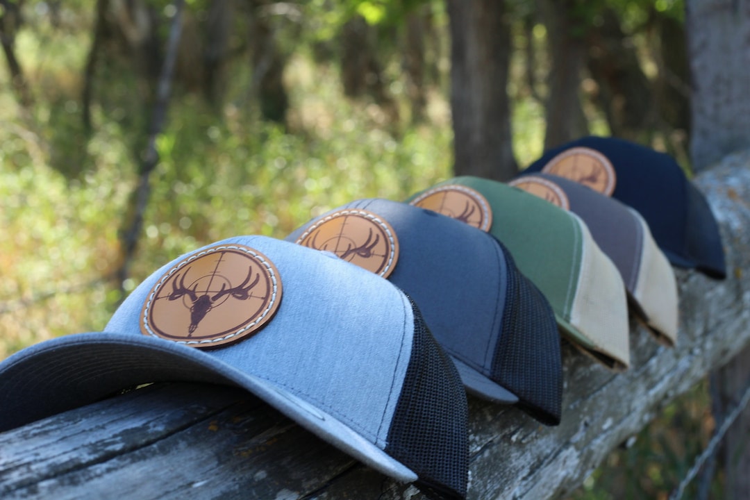 Deer Skull Crosshairs Hunting Hat Leather Patch Mesh Etsy