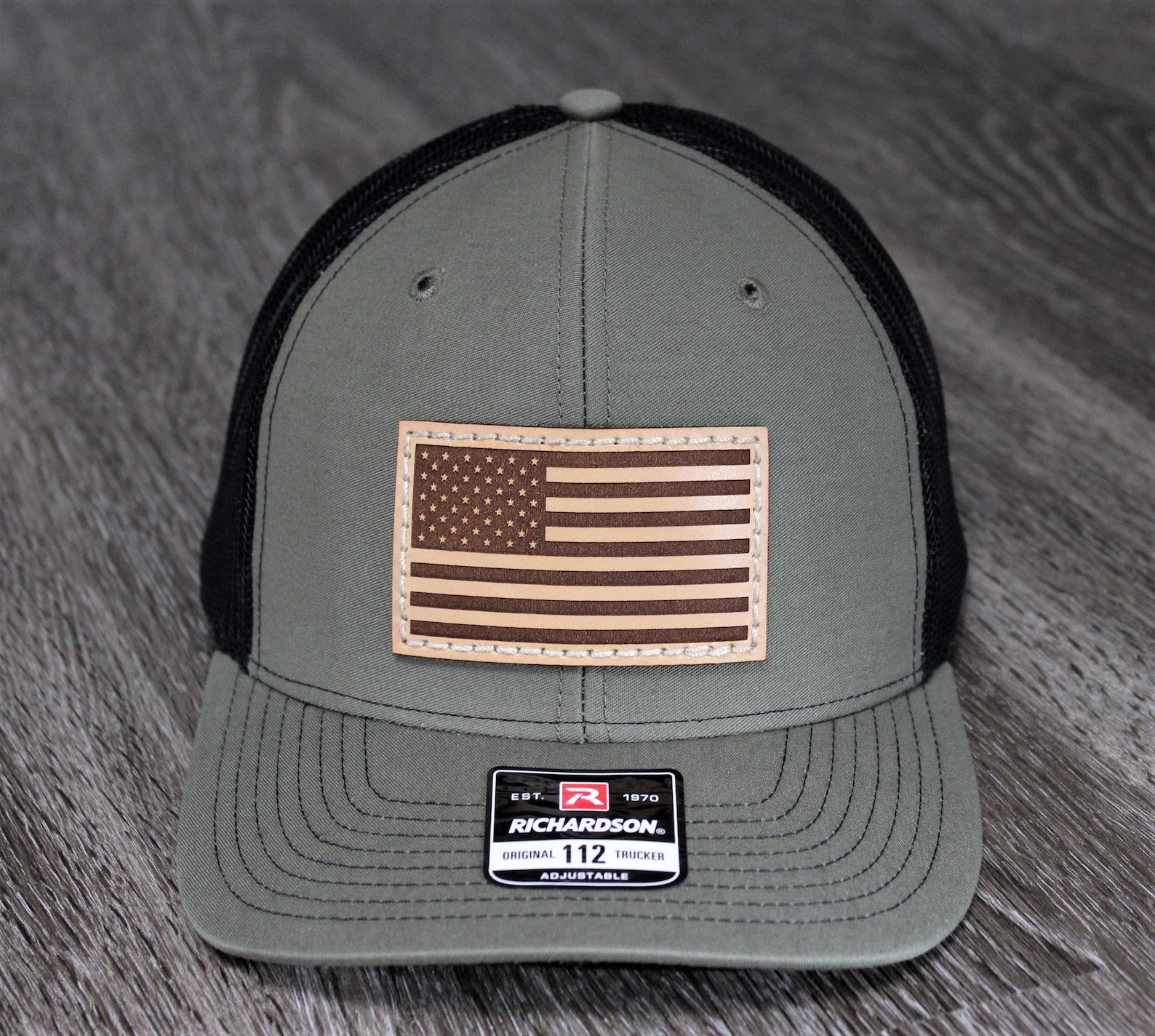 American Flag Leather Patch Hat Richardson 112 Mesh Back Etsy