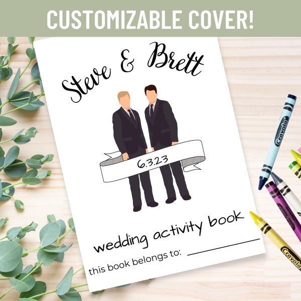 Personalized Wedding Coloring Book, Mr and Mr Gay Wedding, Wedding Activity Book Printable, Wedding Activity Booklet, Wedding Activity Books