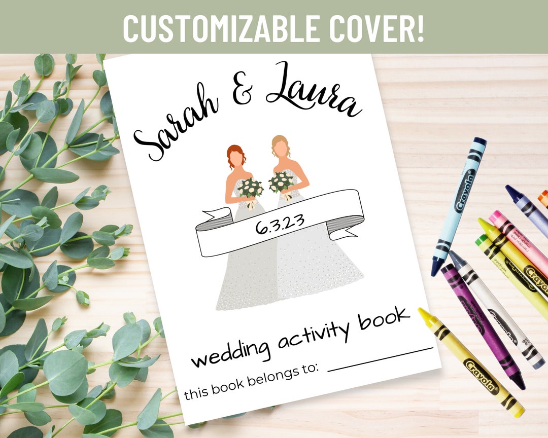 Personalized Wedding Coloring Book, Mrs and Mrs Wedding Favor, Kids