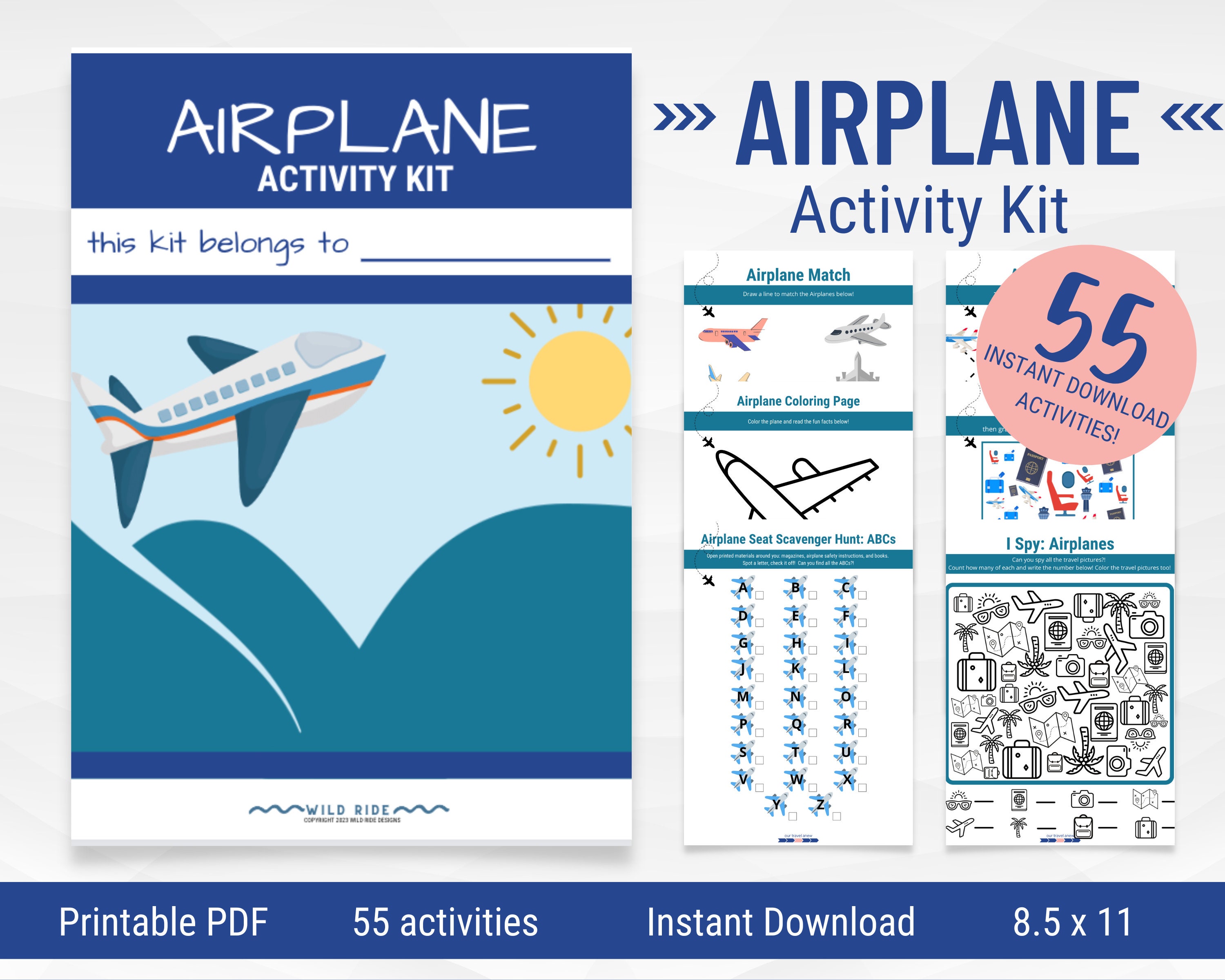 Airplane Activity Book, Airplane Games for Kids, Travel Activities for  Kids, Travel Activity Books for Kids, Airplane Coloring Book 