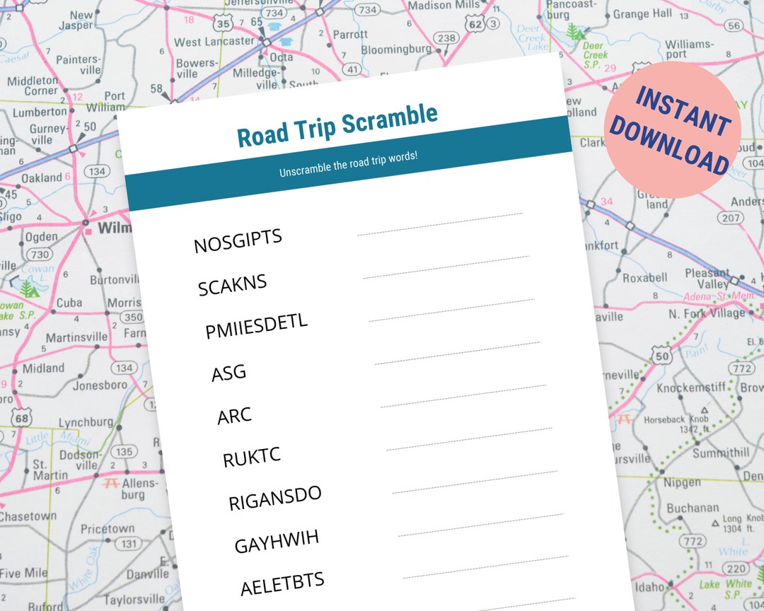 Road Trip Kids Printable, Kids Road Trip Games Printable, Road Trip